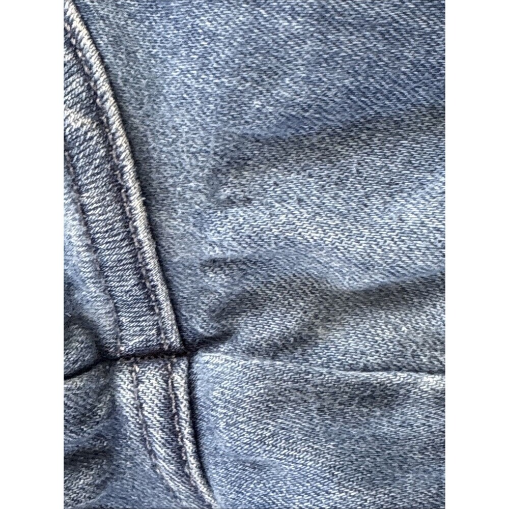 7 For All Mankind Raw Hem Straight Leg Jeans Women Size 33 Cut 28" L Blue Grunge - Picture 15 of 16